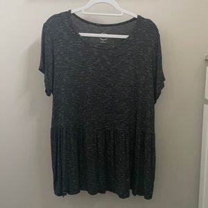 Maurices Black and White Striped Peplum Shirt